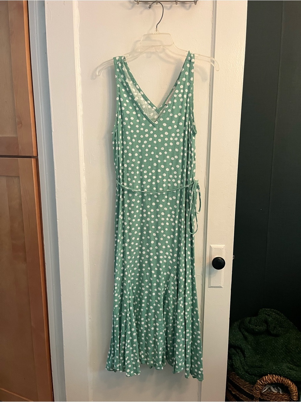 LOFT Polka Dot Maxi Dress with Tie Waist